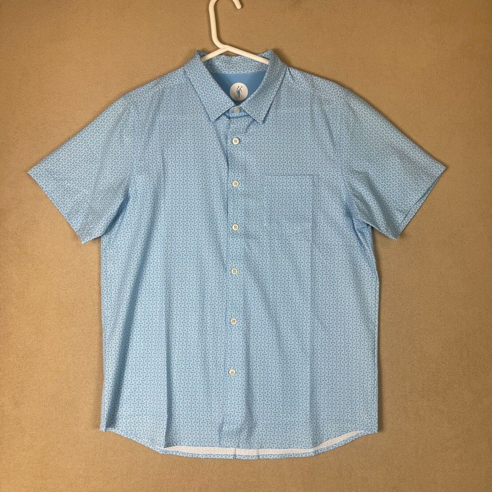 Men's Light Blue Short Sleeve Button-Down Shirt